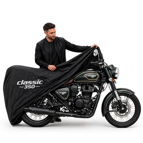 Image of Kayme Motorcycle Cover Waterproof Heavy Duty All Weather, Quad 4 Wheeler Cover Sun Rain Snow Protection (Mid-Black, Classic 350)