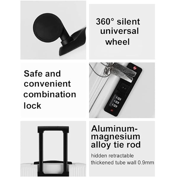 CHULEXI Bagaglio a Mano Apertura Frontale con Porta di Ricarica USB - Valigia Media con Ruote girevoli - Miglior Bagaglio Leggero Grande 24 Pollici (Color : White, Size : 22")