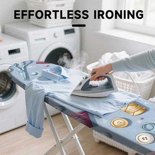 Image of Quick Install Ironing Board Cover 15 inch x 54 inch Ironing Board Cover with Nose Strap Pocket and Elastic Sides Anti-Slip and Heat-Resistant Stylish Home Ironing Board