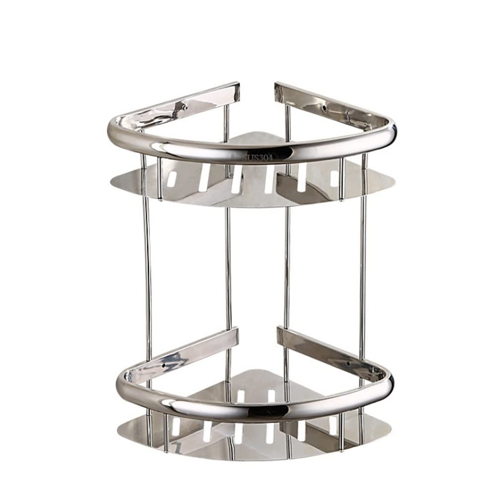 GFAZXDS 304 Stainless Steel Corner Stand Wall Mounted Basket Holder Shower Caddy 2 Tier Bathroom Corner Shelf Bathroom