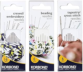 Korbond Triple Set Tapestry/Cross Stitch, 6 Beading 16 Crewel/Embroidery 28 Needles in Total for Hand Sewing, Repairs, Mending and Crafting, 4.8cm