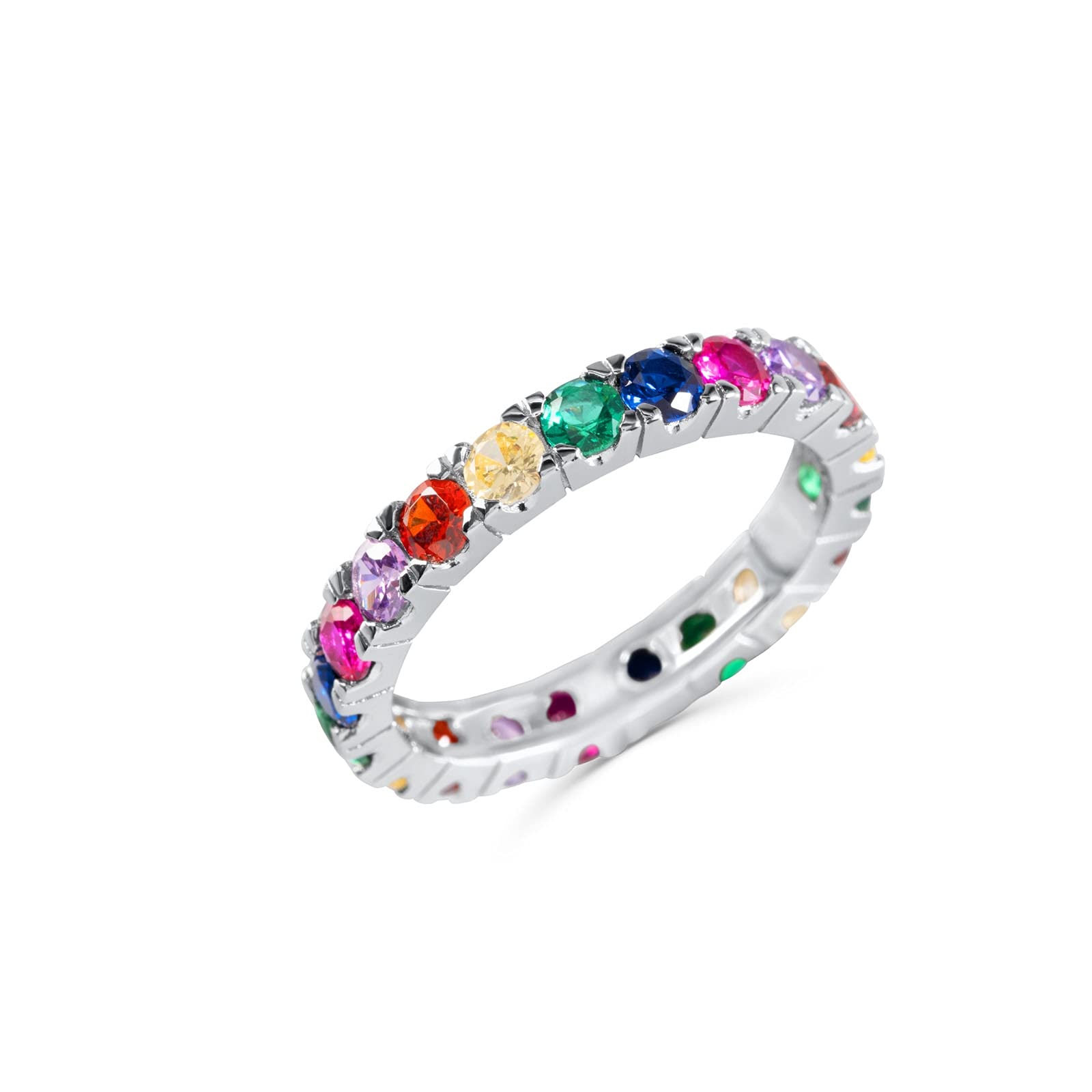 Bague éternité multicolore argent 925 pour illuminer vos tenues de soirée - 8