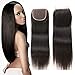 ZXZ Brazilian Straight Lace Closure 4x4 Free Part Swiss Lace Closure Natural Black Brazilian Virgin Human Hair (10, ST)