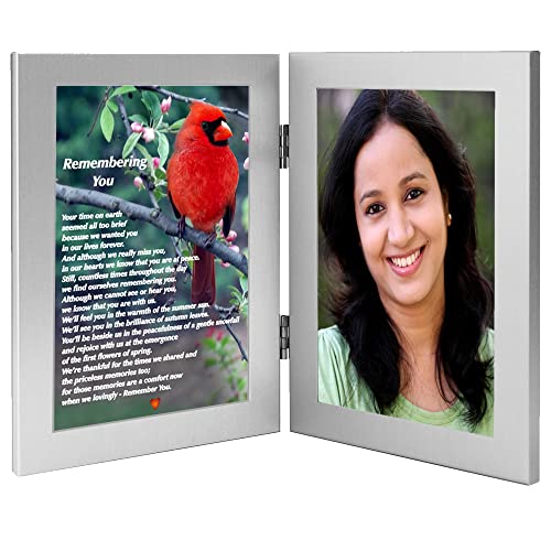 Remembering You Memorial Photo Frame, Sympathy Gift For Loss Of Loved One With Cardinal Poem Print, Add 4X6 Inch Photo #TOP1