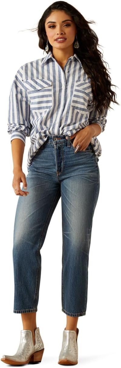 ARIAT Women's Ultra High Rise Tomboy Relaxed Jazmine Straight Leg Jeans