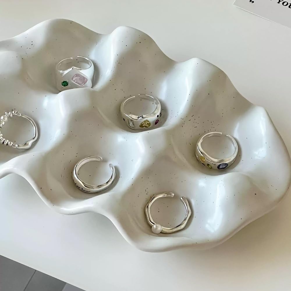 Przechowywanie Creative Ceramic Jewelry Tray Textured Ring Necklace
