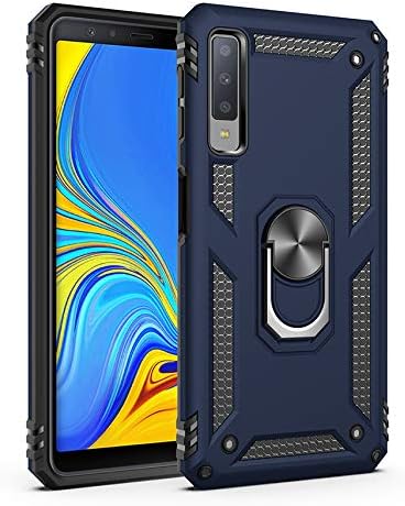 Samsung A7 2018 Case, Extreme Protection Military Armor Protective Cover with Swivel Kickstand Supporting Vertical and Horizontal (Blue)