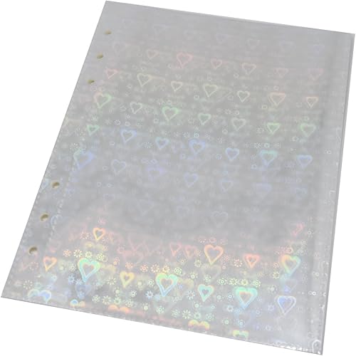 Miniatura 9 de 6 agujeros transparentes de PVC con holograma y bolsillos para archivar hojas sueltas, carpeta de documentos, protector de hojas de página de papel