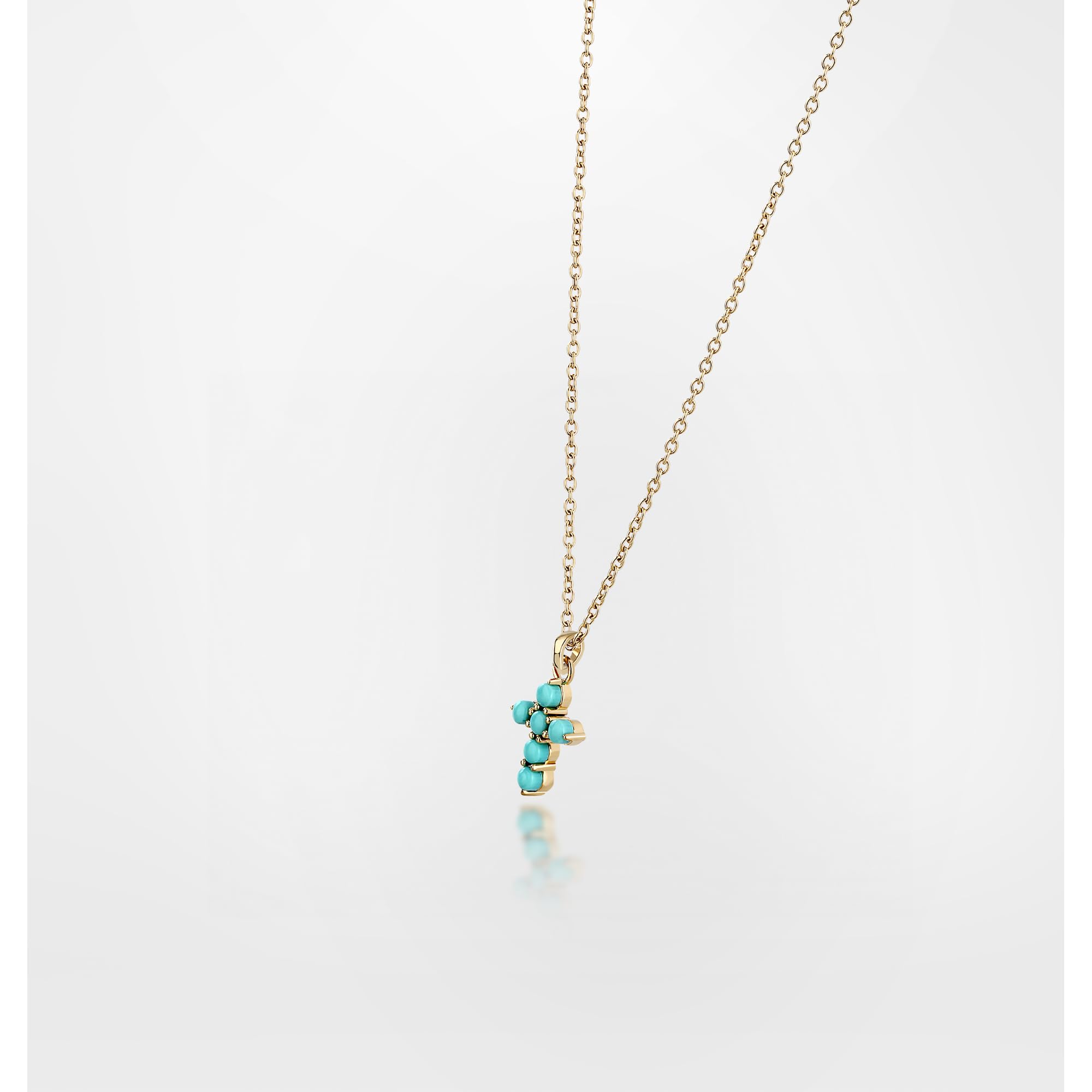 CHIARA FERRAGNI Collana Donna in Ottone, Oro Giallo, Collezione TURQUOISE, Croce, Turchese - J19AYT01