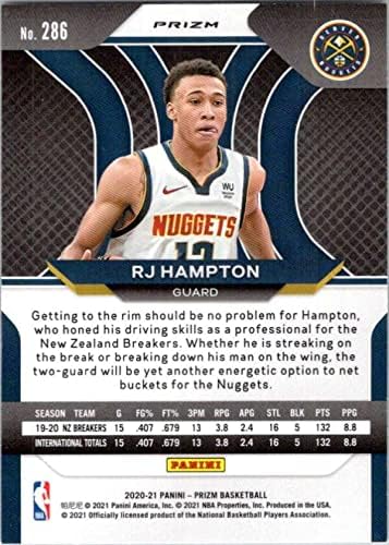 2020-21 PANINI PRIZM PRIZMS RED ICE #286 RJ HAMPTON RC NUGGETS BASKETBALL NBA