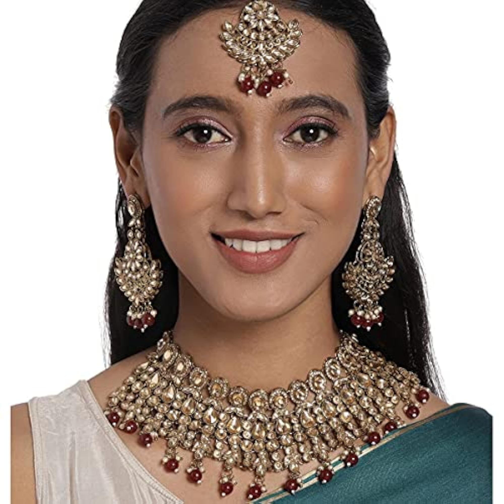 Gold-Plated AD-Studded Handcrafted Jewellery Set
