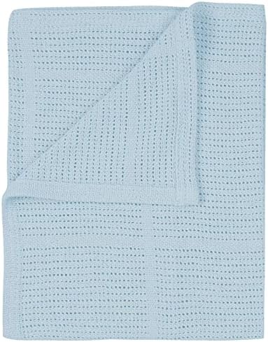 Cellular Baby Blankets for Moses Basket / Travel / Pram / Car 100% Soft Cotton (Blue)