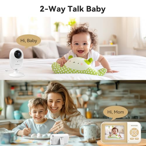 ebemate Smart Baby Monitor with Dual Cameras, 2.8" Screen, 1500ft, Local SD & Cloud Storage, AI Cry Detection, Sleep Tracker, Lullabies, Two-Way Audio, Secure Baby Camera for Home — view 6