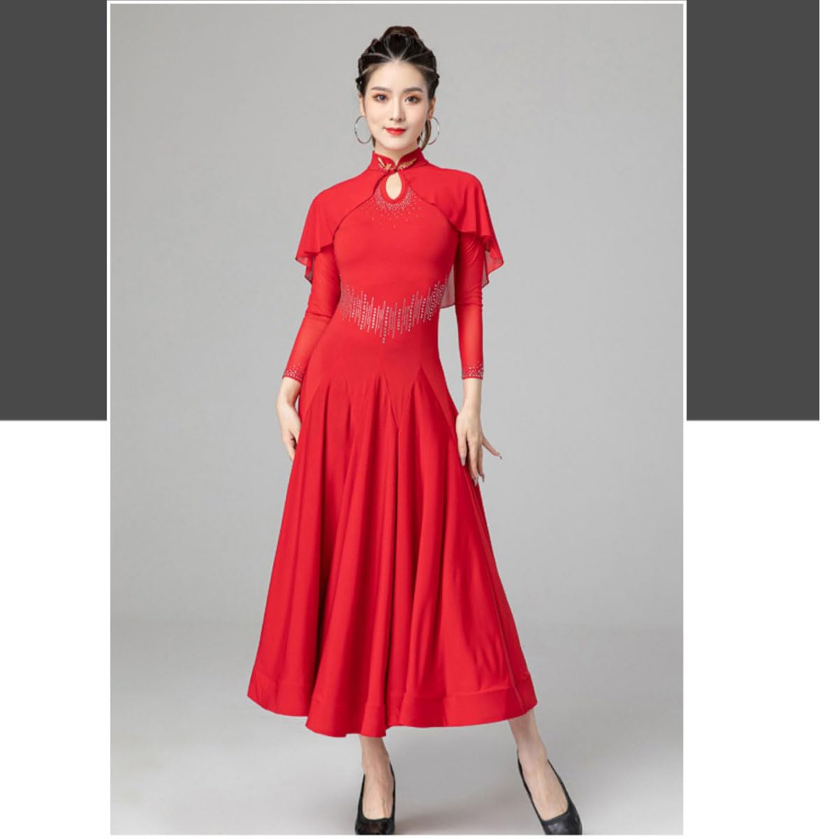 Abito da Competizione di Danza Latina per Donna, Costumi da Ballo per Donna, Abiti da Ballo per Valzer, Abbigliamento da Ballo Sexy (XL)