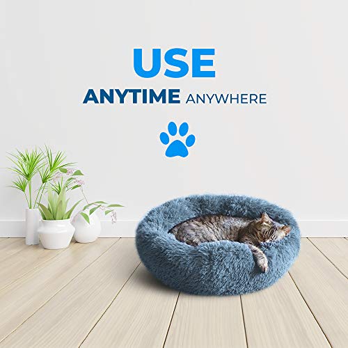 Whiskers & Friends Calming Cat Bed, Cat Beds for Indoor Cats, Small Dog Bed, Large Cat Bed, Cute Fluffy Round Donut Cat… - Image 7