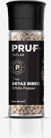 Pruf Beyaz Biber Tane 60 Gr. Cam Şişe Değirmen Kapak