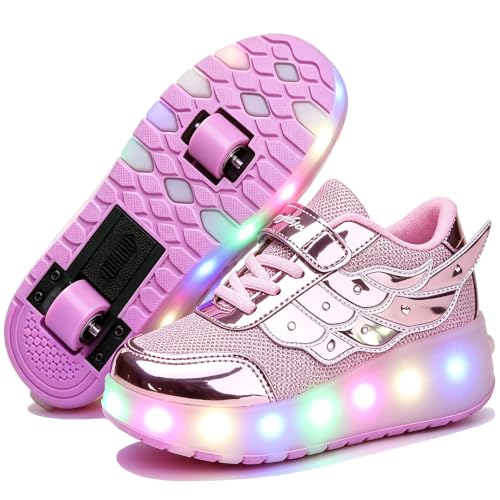 Image of Nsasy Roller Shoes Kids Roller Skates Shoes Girls Boys Wheels Shoes Become Sport Sneaker with Led for Children Gift