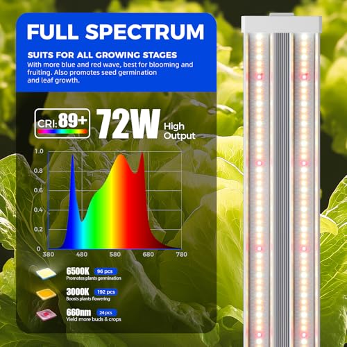 Image of Barrina TX72 4FT Grow Lights for Seed Starting, 72W(500W Equivalent), High PPFD, Full Spectrum with 660nm Red LEDs, Linkable, Hanging Grow Lights for Indoor Plants with On /Off Switch, Veg, 1 Pack