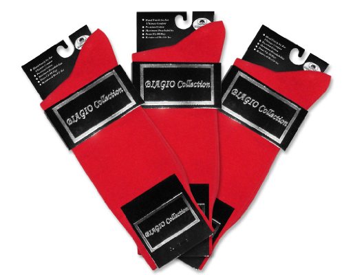 3 Pair of Biagio Solid RED Color Men's COTTON Dress SOCKS2
