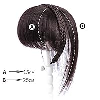 Vista 2 de Corona de cabello humano trenzado con clip para puntos calvos femeninos, con flequillo lateral, 10 pulgadas, negro natural