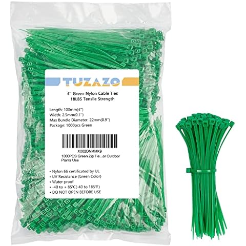 1000 Pieces 4 Inch Green Zip Ties for Plants, Plastic Strong Heavy Duty Nylon Self - Locking Lightweight Cable Ties 18 Lbs UV Resistant Zip Ties, Perfect for Indoor Outdoor Plants Use Cover