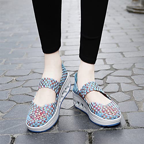 Women's Platform Wedge Sandals Slip on Woven Pumps Mary Jane Shoes Comfortable Walking Shoes4