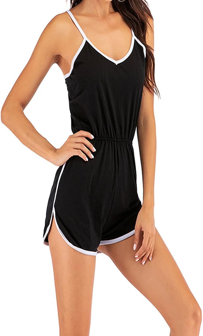 Combishort Femme Été Sans Manches - Élégant Avec Poches - Polyester/Élasthanne