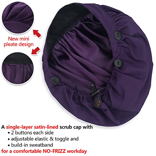 Image of ABAMERICA Bouffant Caps with Button and Sweatband, Adjustable Scrub Caps for Women Men, One Size Multi Color