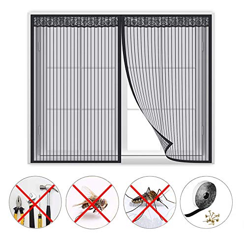 Fliegengitter tür, Fenster Fliegengitter Fenster Magnet Auto geschlossen, faltbar Luft kann frei strömen, for Türen/Fenster - Schwarz 100x130cm(WxH)