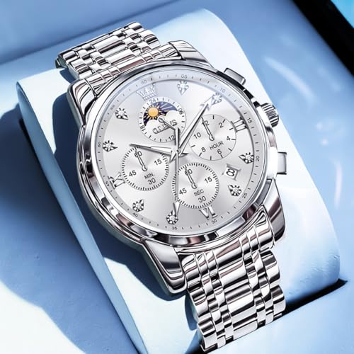 Image of OLEVS Watches for Men Dress Chronograph Luxury Stainless Steel Big Face