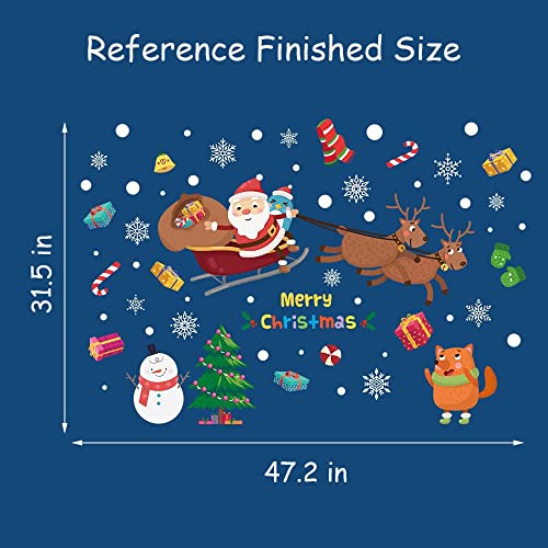 Supzone Christmas Wall Stickers Santa Claus Elk Wall Decals Removable Vinyl Diy Snowman Wall Decor Christmas Party Window Playroom Bedroom Classroom Living Room #TOP5