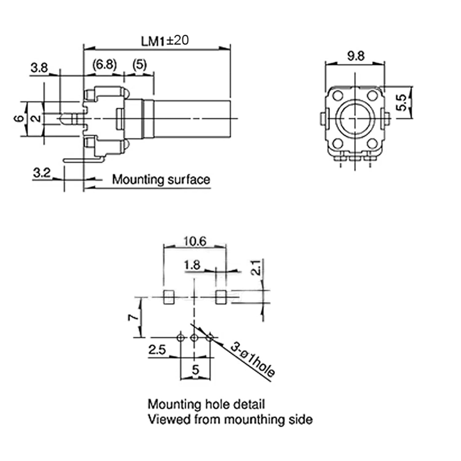 10pcs Rv09 Vertical 12.5mm Shaft 1k 2k 5k 10k 20k 50k 100k 0932 Adjustable Resistor 9 Type 3pin Seal Potentiometer(1kR)