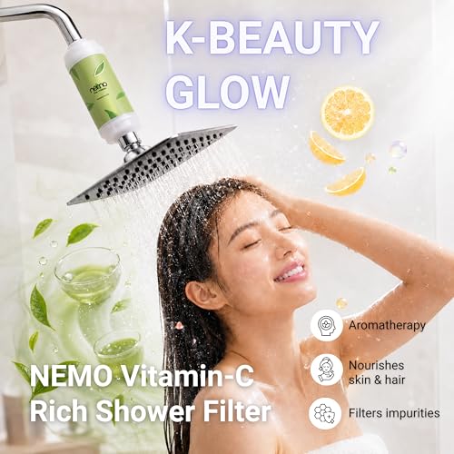 Image of NEMO Vitamin Shower Filter (Slow Green Tea) | Made in South Korea | Vitamin C + Glycerin Enriched | For Soft Skin & Smooth Hair | Advanced Chlorine & Rust Removal | De-stress with Aromatherapy