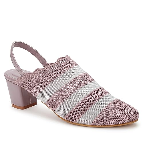Image of Marc Loire Women's Knitted Round Toe Block Heel Mules for Casual and Formal Wear