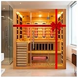 amocane Infrared & Steam Dual-System Sauna Room for 4-6 Person, Wood Hybrid Home Sauna with Heater, Indoor Traditional Saunas Spa with Heaters & Sauna Stove, Speaker, Oxygen Bar, Bucket