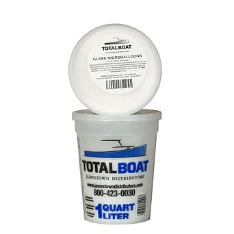 TotalBoat Fiberglass Micro Balloons - White Glass Microspheres Filler for Epoxy Resin and Polyester Resin Quart