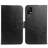 Cheshaoping PU Leder Tasche Hülle TPU Silikon Schale Für TCL 405/406 / T506D Handy Flip Lederhülle Handyhülle Brieftasche Schutz Hülle Cover Etui (Schwarz)