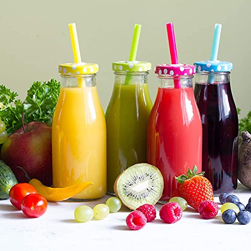Superlele 12Pcs 12Oz Glass Juice Bottles, Reusable Glass Bottles With Caps And Straws, Glass Bottles For Juicing, Milk, Smoothie, Drinking And Other Beverages #TOP4