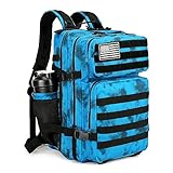 Lovelinks21 Military Tactical Backpack 35L Backpacks Tactical Travel Assault pack Hiking Rucksack Outdoor Camping Hiking (blue water pattern)