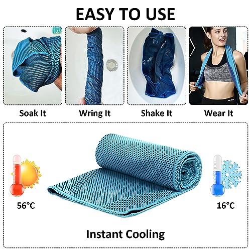 HTRR - Juego de 6 toallas de deporte refrescantes de microfibra, poliéster, para fitness, deporte, viajes, yoga (30 x 80 cm), color rojo, púrpura, naranja, gris, verde, azul - Imagen 3