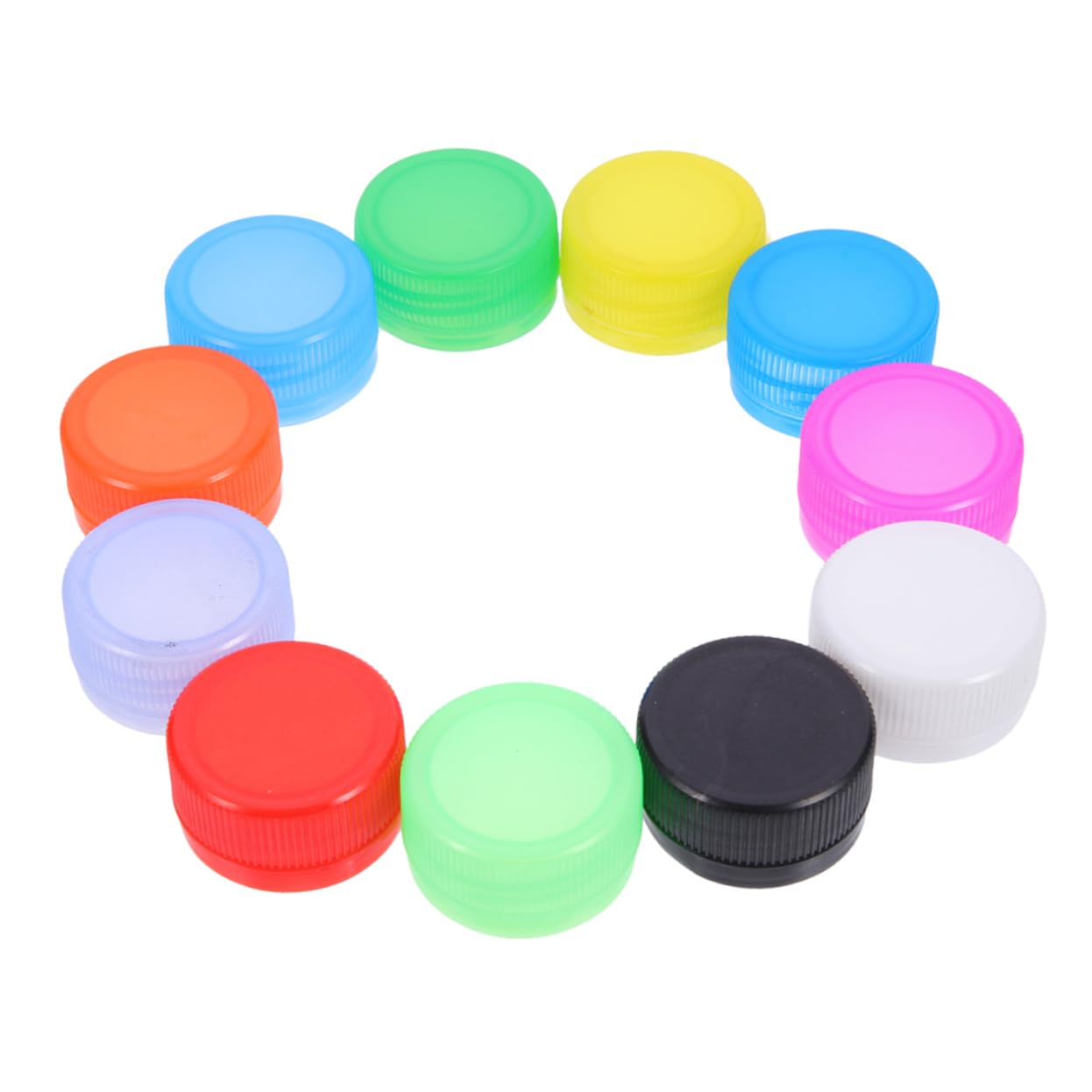 LABRIMP 150 tapones de botellas de plástico coloridos para bebidas y proyectos de manualidades, reutilizables, para niños y adultos, ideales para botellas de agua e ideas de manualidades