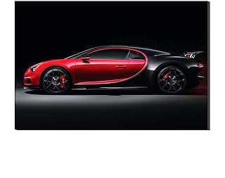 IDQMGE Sin Marco 60X90cm Carteles y Grabados Coche Deportivo Rojo y Negro de Bugatti Painting Canvas workations