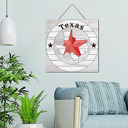 Décoration murale en bois vieilli drapeau Texas étoile 30cm