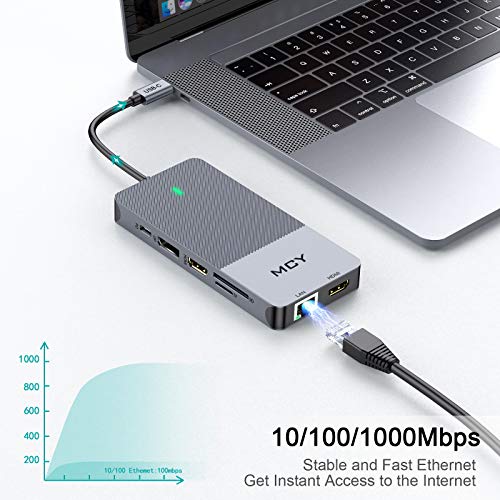 Docking Station, Mcy 12-In-1 Triple Display Usb C Docking Station Dual Monitor Usb C Hub Displayport With Dual Hdmi,100W Pd, Ethernet, Card Reader Compatible With Macbook Pro, Xps, Dell, Usb C Dock #TOP5