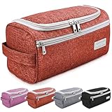 Pantheon Men's Toiletry Bag - Travel Toiletry Bag Wash Bag Hanging Dopp Kit Shaving Kit for Bathroom Shower - Mens Travel Bag Hanging Toiletry Organizer Toiletry Kit for Traveling (Brick Red)