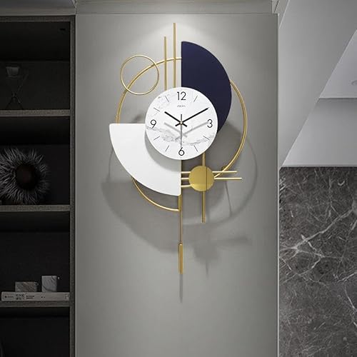 ClockUniverse Orologio da parete decorativo oro con pendolo bianco e nero grande 42 x 77 cm - con movimento silenzioso - decorazione da parete moderna e classica per casa e ufficio