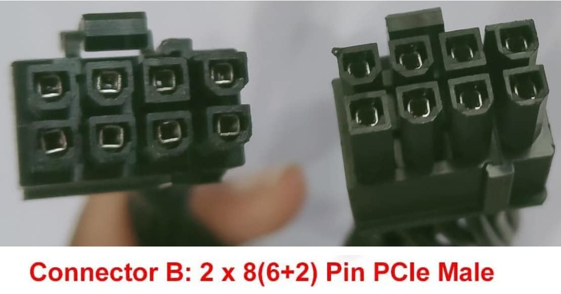 Pi+®(PiPlus®) Antec PSU 8 Pin Male to Dual PCIe 2X 8 Pin (6+2) Male Sleeved Power Cable for Antec Signature Series SP1300, 80 Plus Platinum Modular Power Supply