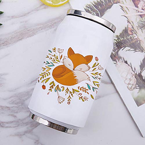 14Oz Stainless Steel Tumbler With Lid & Straw-Double Wall Vacuum Insulated Travel Mug,Cute Little Fox With Flowers Water Bottle Coffee Beverage Drinks Cup For Adults Kids #TOP5