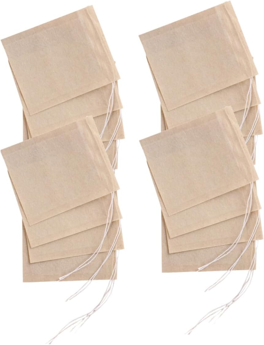 VICASKY 200pcs Natural Unbleached Paper Tea Filter Bags with Drawstring, 6x8cm Disposable Loose Leaf Tea Infuser Strainer for Home Brewing and Coffee Brewing