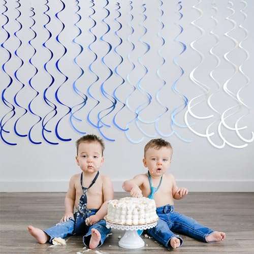 pinkblume 36 Peças Decorações De Redemoinho Penduradas Azuis Ombre Azul Royal Branco Feltro Redemoin